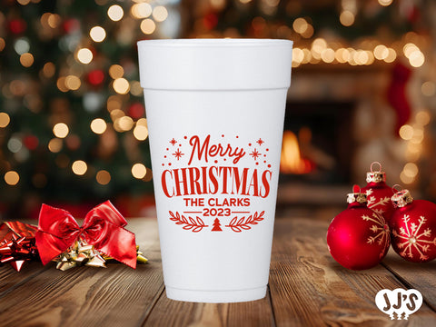 Classic Christmas Custom Foam Cups