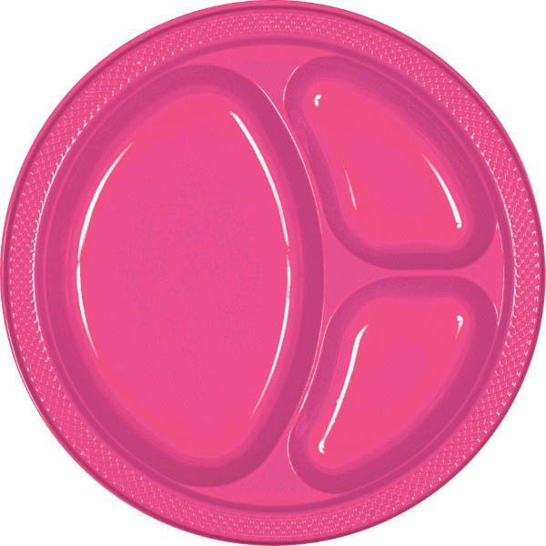 Bright Pink Div Plates 10.25'' - JJ's Party House: Custom Party Favors, Napkins & Cups