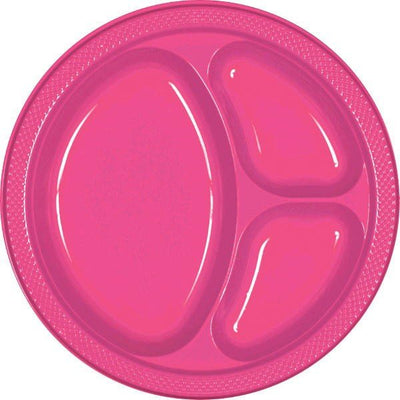 Bright Pink Div Plates 10.25'' - JJ's Party House: Custom Party Favors, Napkins & Cups