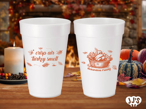 Smells Like Turkey Thanksgiving Custom Foam Cups