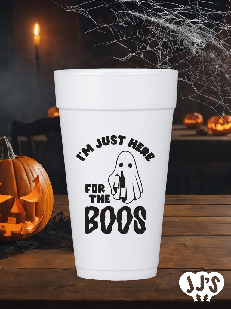 I'm Just Here for the Boos Halloween Personalized Styrofoam Cups