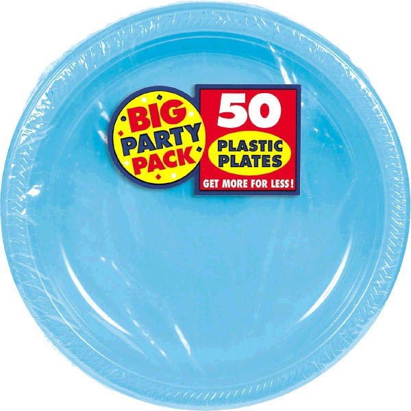 Carib Blue 10 1/4 Plastic Plates 50ct - JJ's Party House: Custom Party Favors, Napkins & Cups