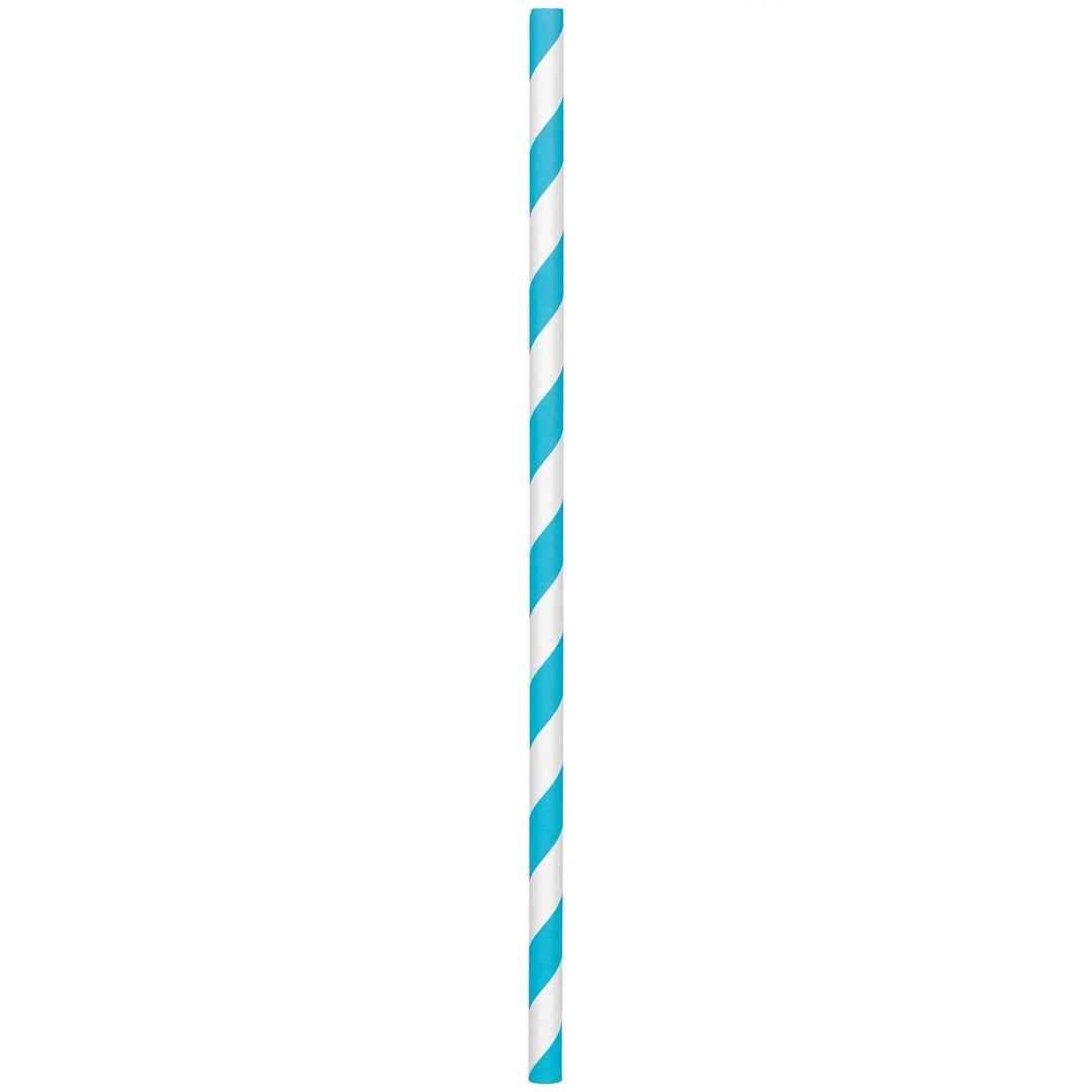 Caribbean Blue Paper Straws 48ct - JJ's Party House: Birthday, Balloons & Custom Party Favors