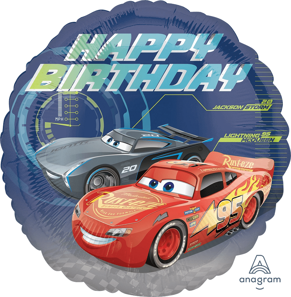 Cars Lightning McQueen Happy Birthday Mylar Balloon 18" - JJ's Party House: Birthday, Balloons & Custom Party Favors