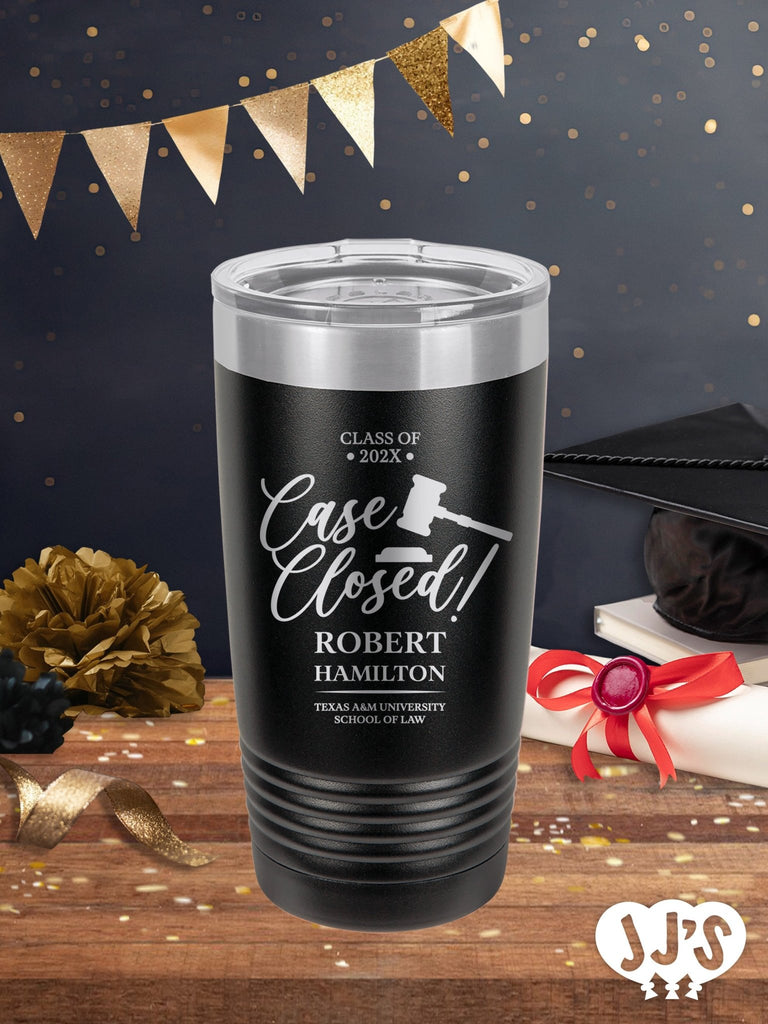 Case Closed Law School Graduation Personalized Tumbler - JJ's Party House: Birthday,Balloons,Favors,Gifts