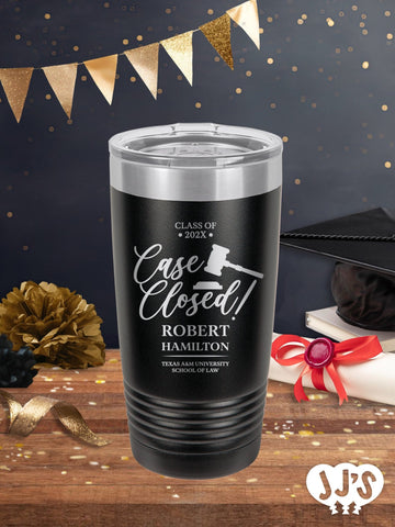Case Closed Law School Graduation Personalized Tumbler - JJ's Party House: Birthday,Balloons,Favors,Gifts