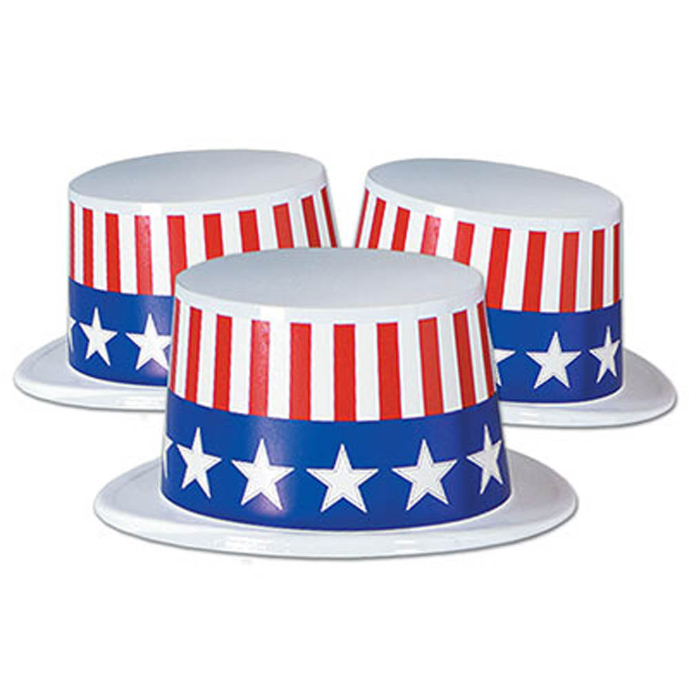 Patriotic Stars & Stripes Plastic Top Hat