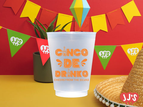 Cheers! Cinco de Drinko Fiesta Custom Frosted Cups - JJ's Party House: Custom Party Favors, Napkins & Cups