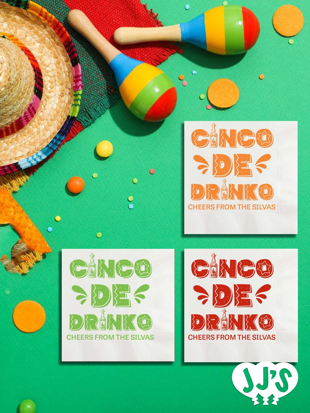 Cheers! Cinco de Drinko Fiesta Custom Napkins - JJ's Party House: Custom Party Favors, Napkins & Cups