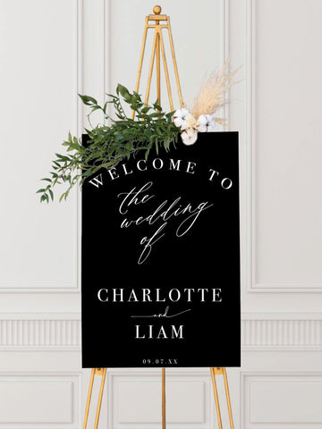 Chic Calligraphy Wedding Welcome Sign - JJ's Party House: Custom Party Favors, Napkins & Cups