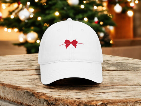 Christmas Bow Custom Embroidered Baseball Cap - JJ's Party House: Birthday, Balloons & Custom Party Favors