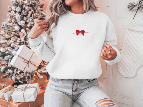 Christmas Bow Embroidered Sweatshirt - JJ's Party House: Birthday, Balloons & Custom Party Favors