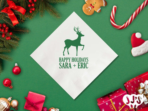 Christmas Reindeer Custom Christmas Napkins - JJ's Party House: Birthday, Balloons & Custom Party Favors