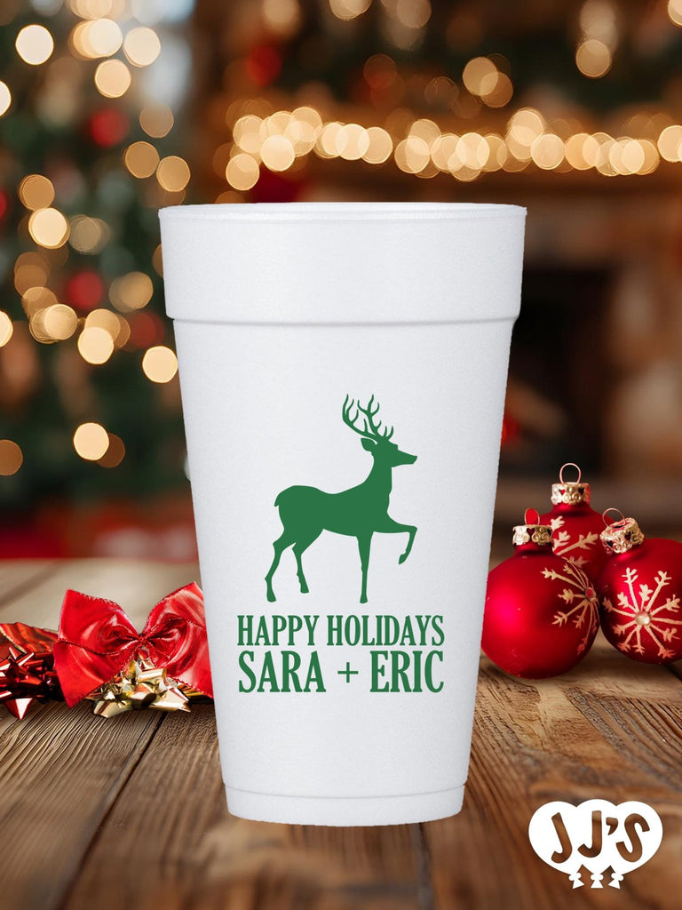 Christmas Reindeer Custom Foam Cups - JJ's Party House: Birthday, Balloons & Custom Party Favors