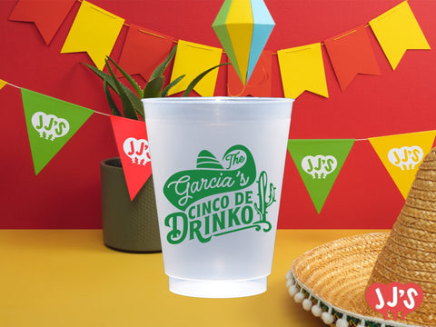 Cinco de Drinko Fiesta Custom Frosted Cups - JJ's Party House: Custom Party Favors, Napkins & Cups