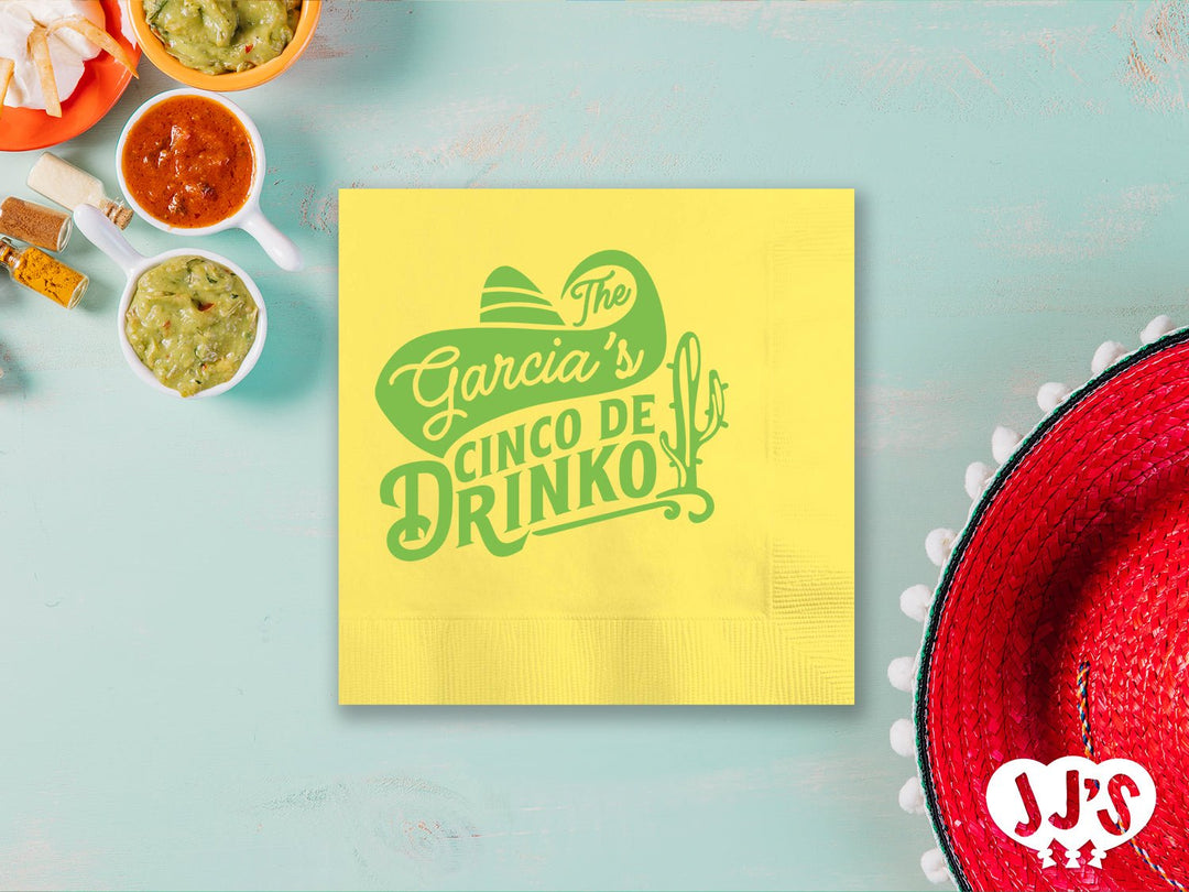 Cinco de Drinko Fiesta Custom Napkins - JJ's Party House: Custom Party Favors, Napkins & Cups