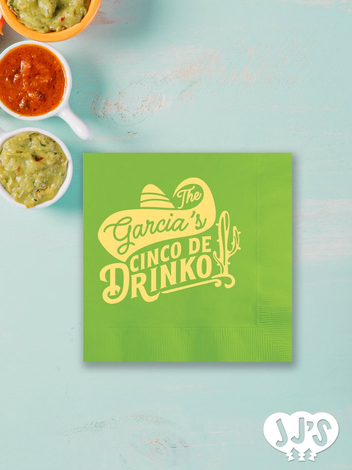 Cinco de Drinko Fiesta Custom Napkins - JJ's Party House: Custom Party Favors, Napkins & Cups