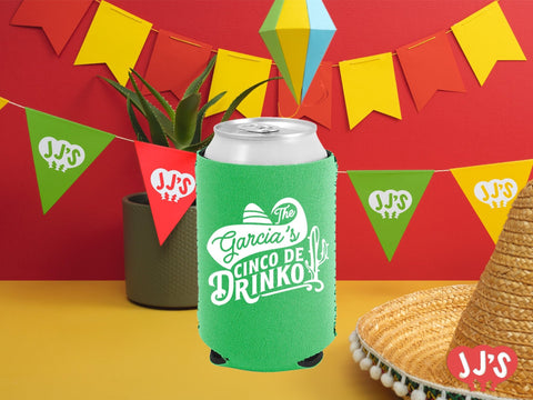 Cinco de Drinko Fiesta Custom Neoprene Can Coolers - JJ's Party House: Custom Party Favors, Napkins & Cups