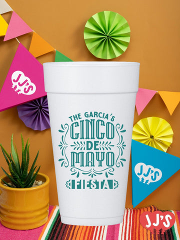 Cinco de Mayo Fiesta Custom Foam Cups - JJ's Party House: Custom Party Favors, Napkins & Cups