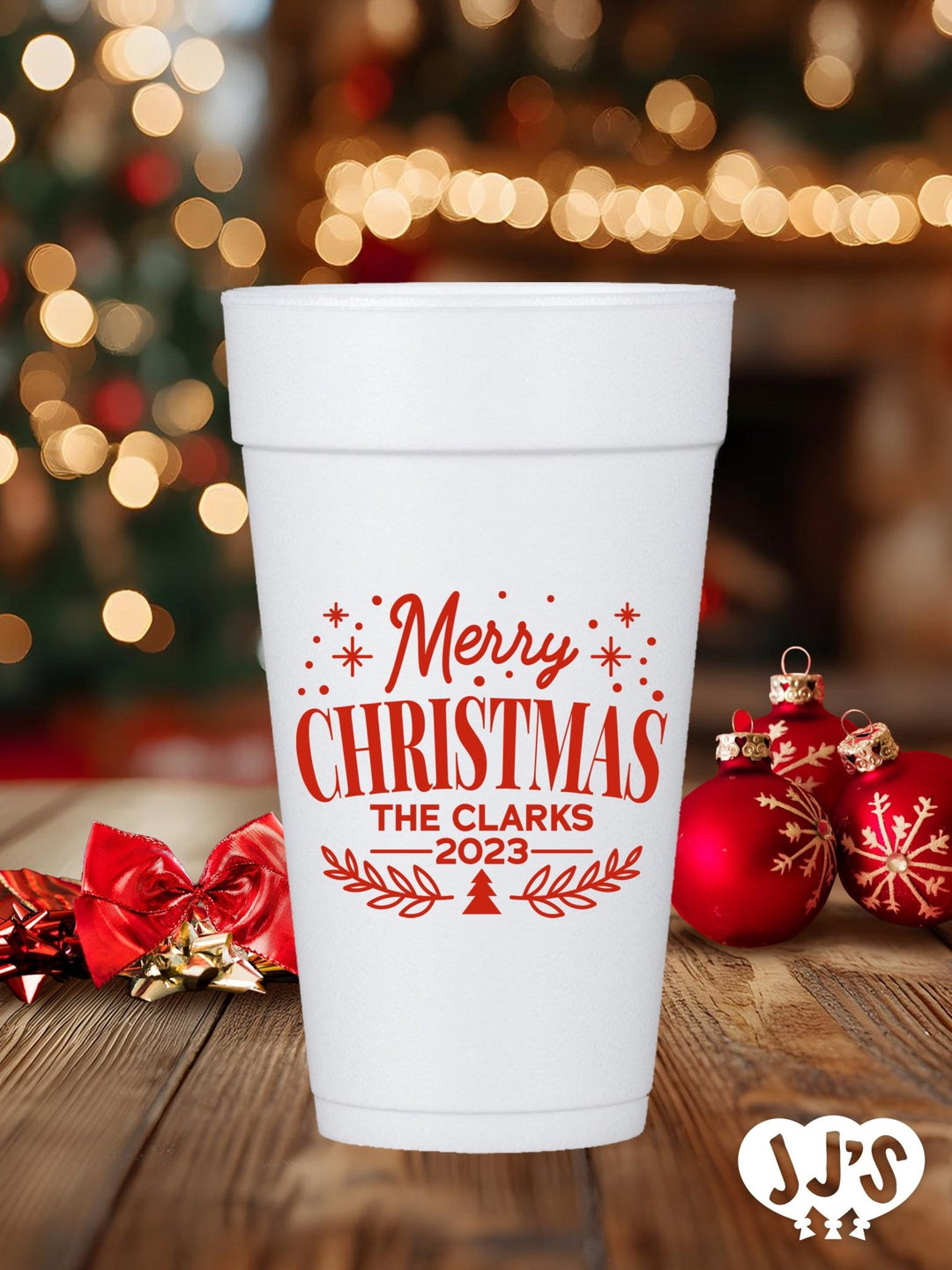 Classic Christmas Custom Foam Cups - JJ's Party House: Birthday, Balloons & Custom Party Favors