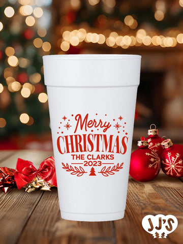 Classic Christmas Custom Foam Cups - JJ's Party House: Birthday, Balloons & Custom Party Favors