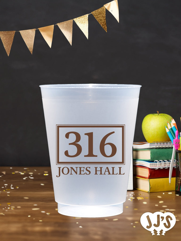 Classic Dorm Number Custom Frosted Cups - JJ's Party House