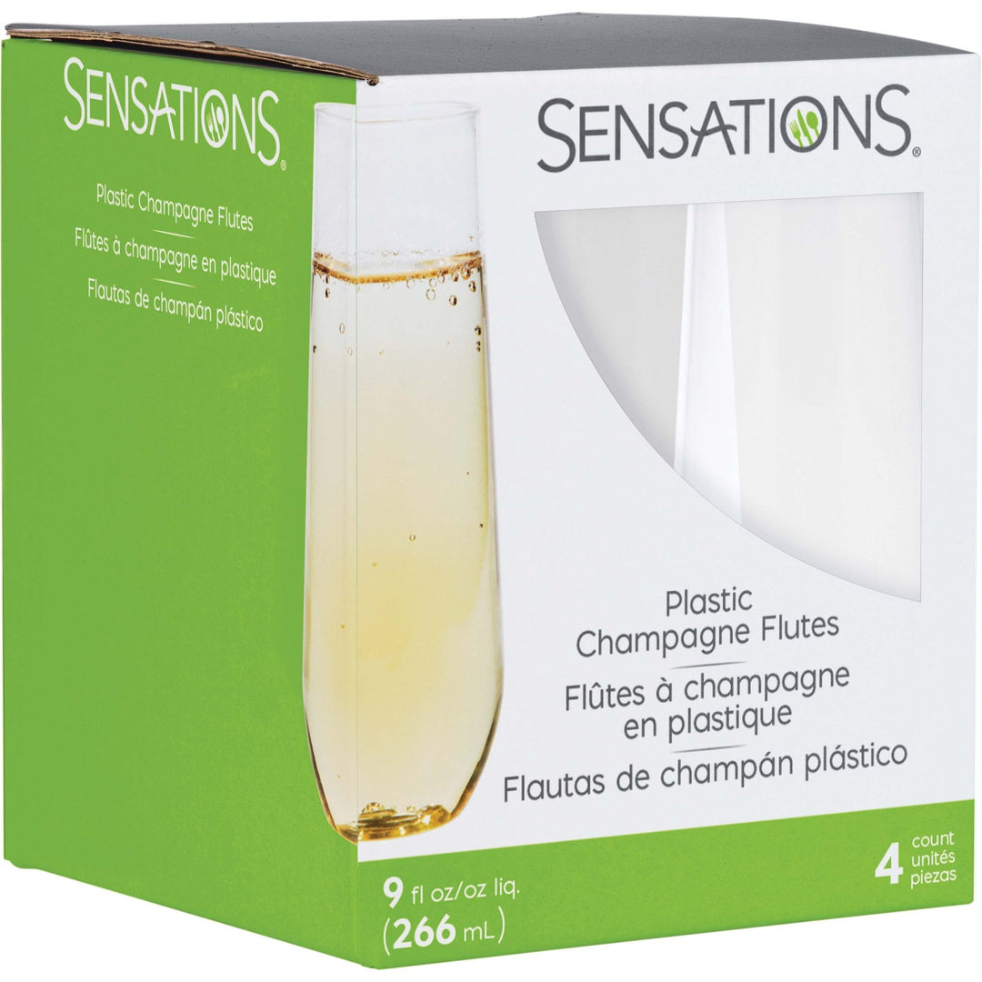 Clear Stemless Champagne Plastic 9oz Glasses 4ct - JJ's Party House McAllen, TX