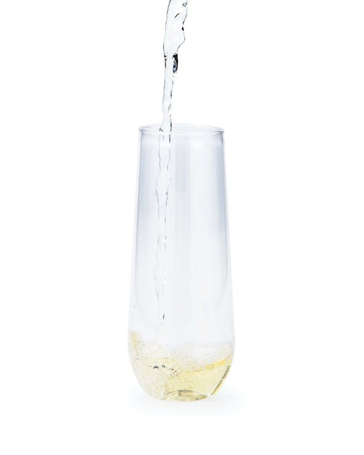 Clear Stemless Champagne Plastic 9oz Glasses 4ct - JJ's Party House McAllen, TX