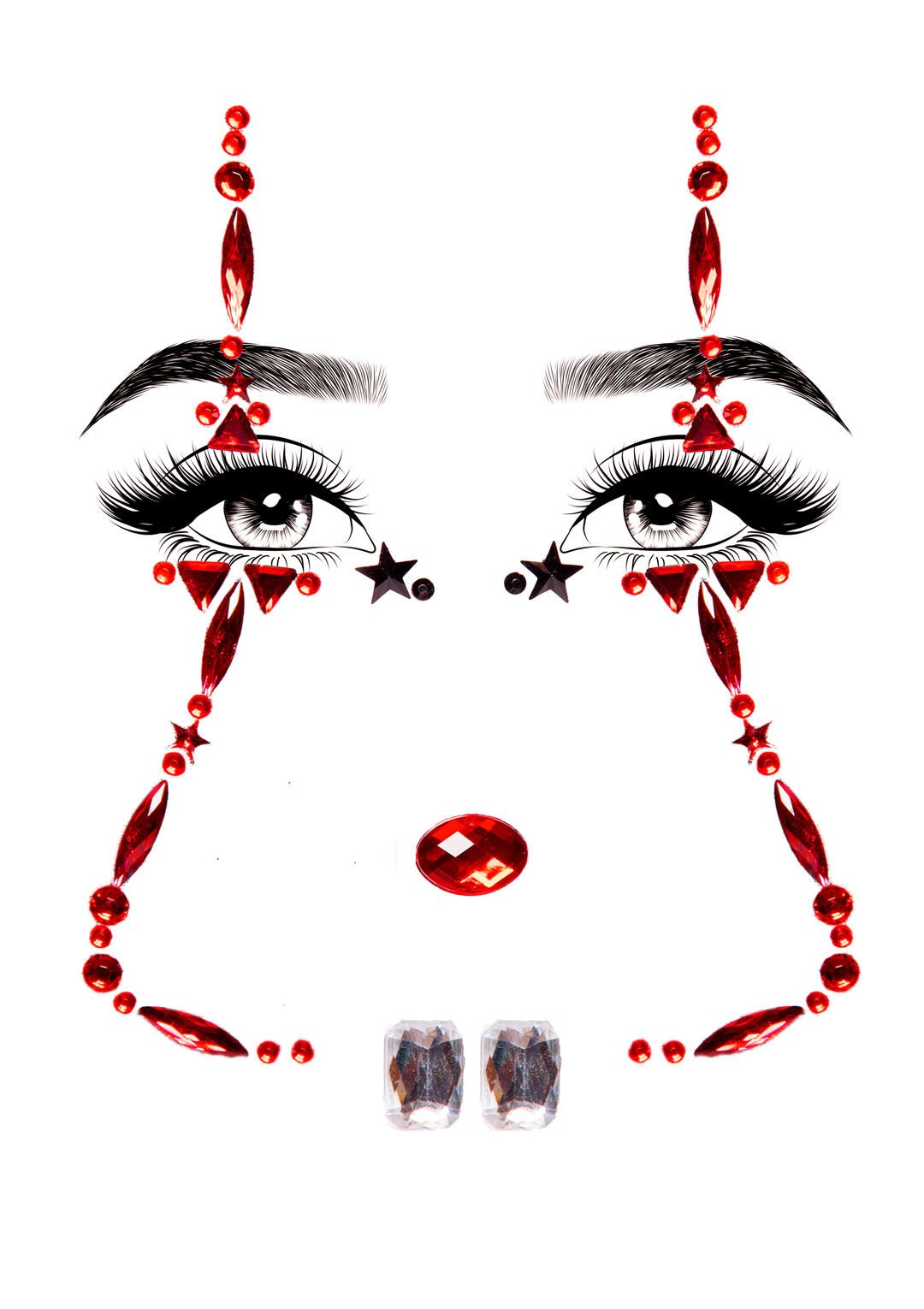 Clown Adhesive Face Jewels - JJ's Party House