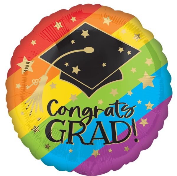 Congrats Grad Gold Glitter Mylar Balloon, 18" - JJ's Party House McAllen, TX