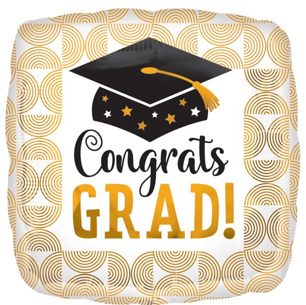 Congrats Grad Ribbed Lines Jumbo Balloon 28" - JJ's Party House McAllen, TX