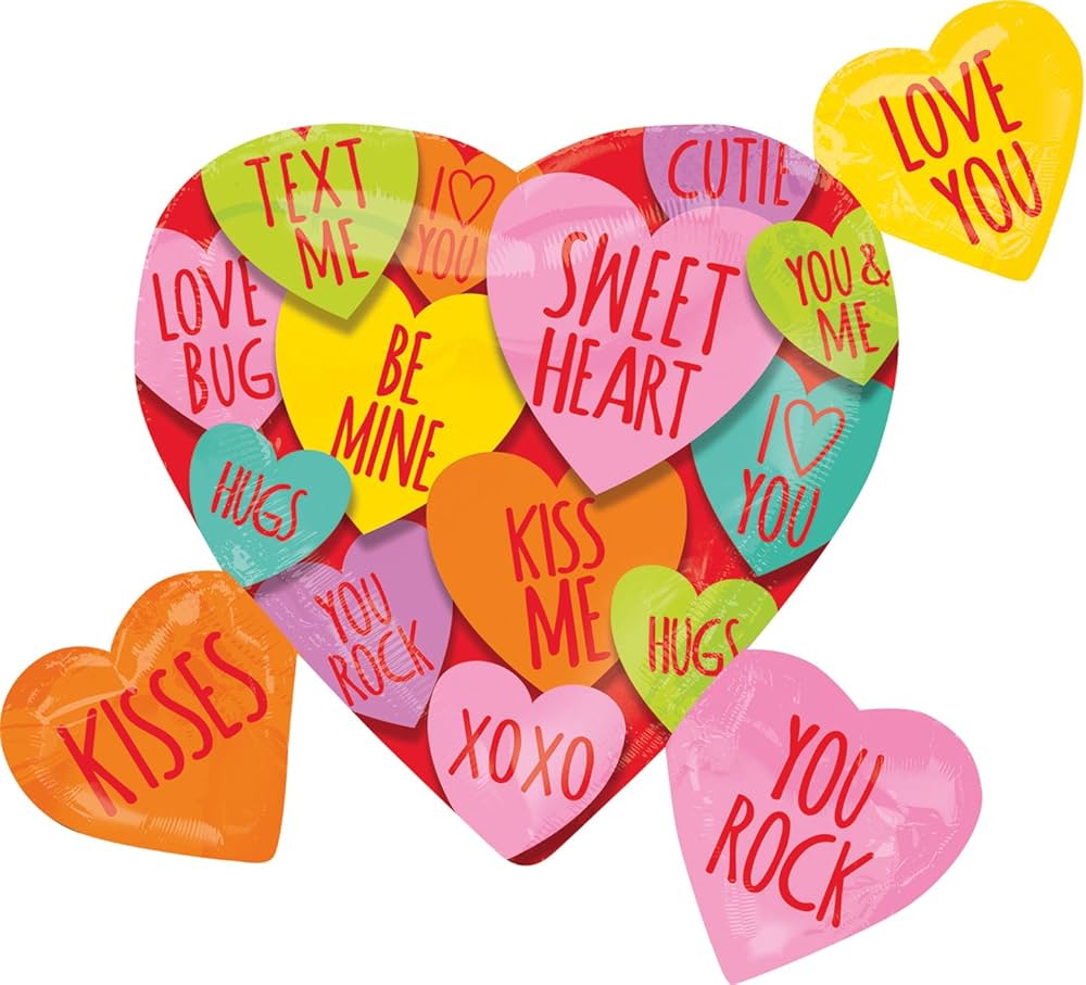 Conversation Hearts Jumbo Mylar Balloon - JJ's Party House: Birthday, Balloons & Custom Party Favors