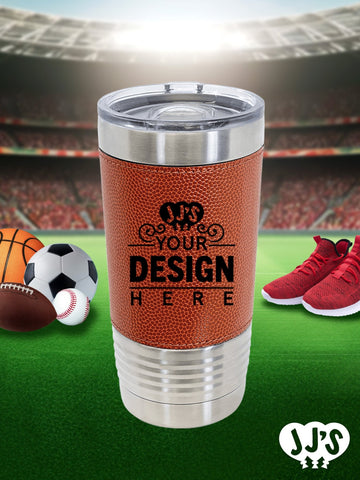 Custom Basketball Leather Sports 20oz Tumbler - JJ's Party House