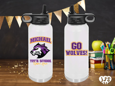 Custom College and High School Team, Tailgate Gift, Graduation Gift, Custom Personalized Full Color Water Bottle - JJ's Party House: Birthday, Balloons & Custom Party Favors