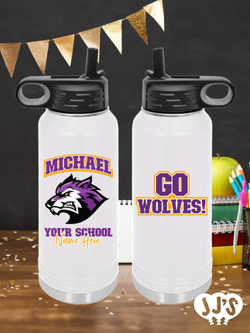 Custom College and High School Team, Tailgate Gift, Graduation Gift, Custom Personalized Full Color Water Bottle - JJ's Party House: Birthday, Balloons & Custom Party Favors