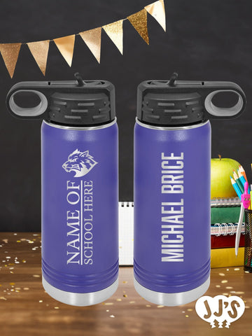 Custom College, Team, Tailgate Gift, Graduation Gift, Custom Personalized Engraved Water Bottle - JJ's Party House: Birthday, Balloons & Custom Party Favors