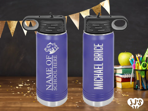 Custom College, Team, Tailgate Gift, Graduation Gift, Custom Personalized Engraved Water Bottle - JJ's Party House: Birthday, Balloons & Custom Party Favors