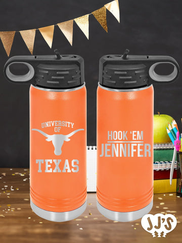 Custom College, Team, Tailgate Gift, Graduation Gift, Custom Personalized Engraved Water Bottle - JJ's Party House: Birthday, Balloons & Custom Party Favors