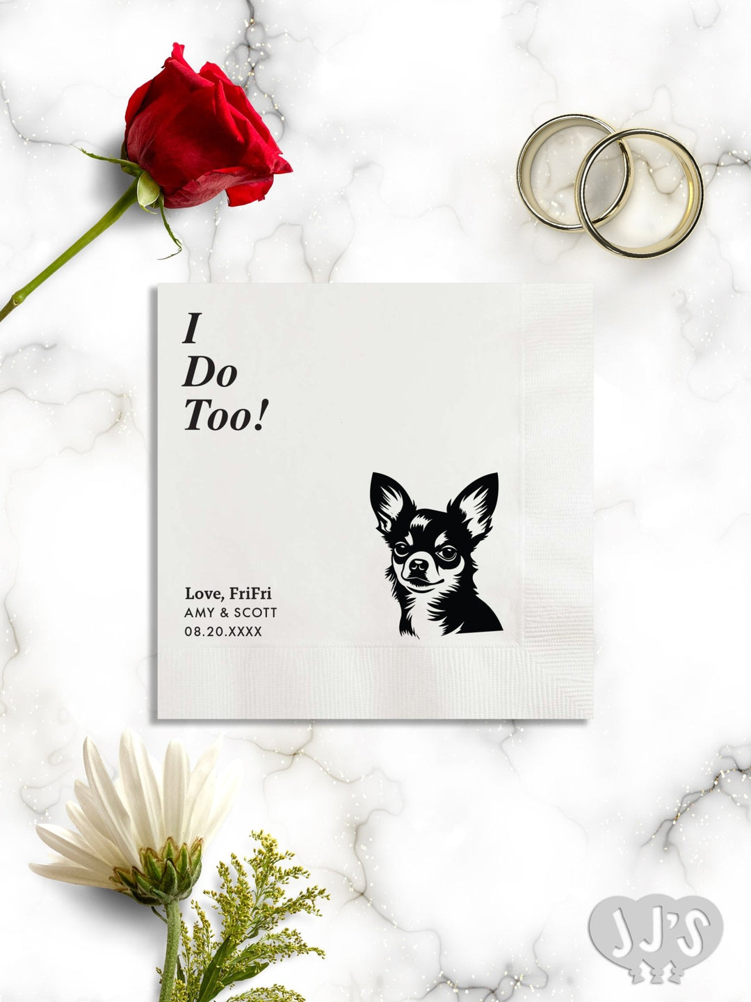 Custom Dog Cocktail Napkins: I Do Too! Dog Napkins for Wedding - JJ's Party House: Custom Party Favors, Napkins & Cups