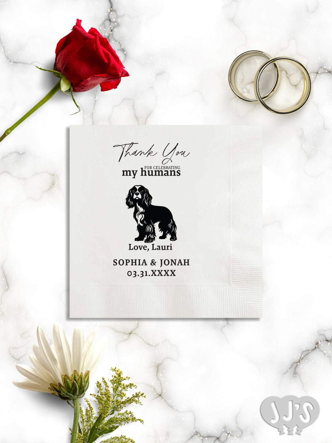 Custom Dog Cocktail Napkins: Thank You Humans Full Body Dog Napkins for Wedding - JJ's Party House: Custom Party Favors, Napkins & Cups