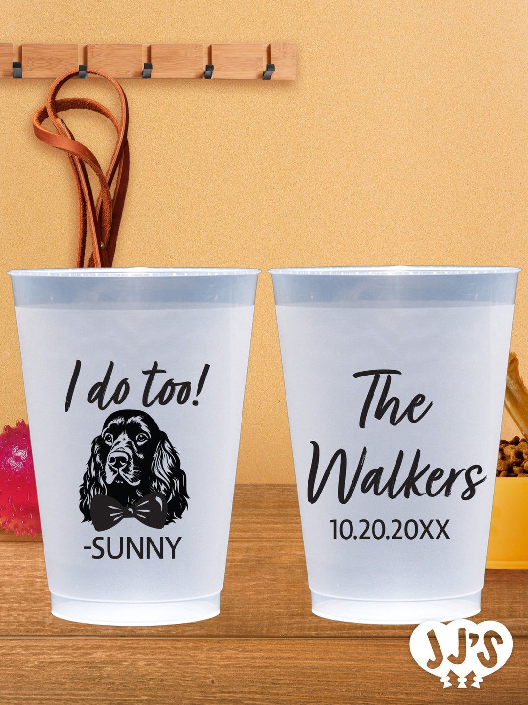 Custom Dog Frosted Wedding Cups: Cheers Pet Dog Wedding Cups - JJ's Party House: Custom Party Favors, Napkins & Cups