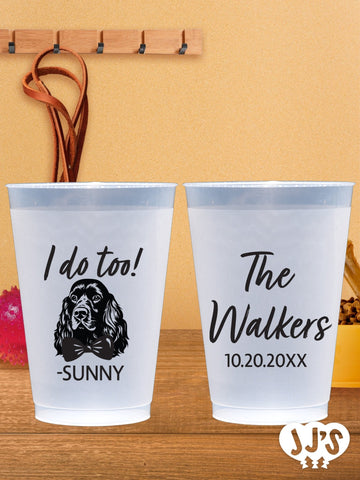 Custom Dog Frosted Wedding Cups: I Do Too Pet Dog Wedding Cups - JJ's Party House: Custom Party Favors, Napkins & Cups
