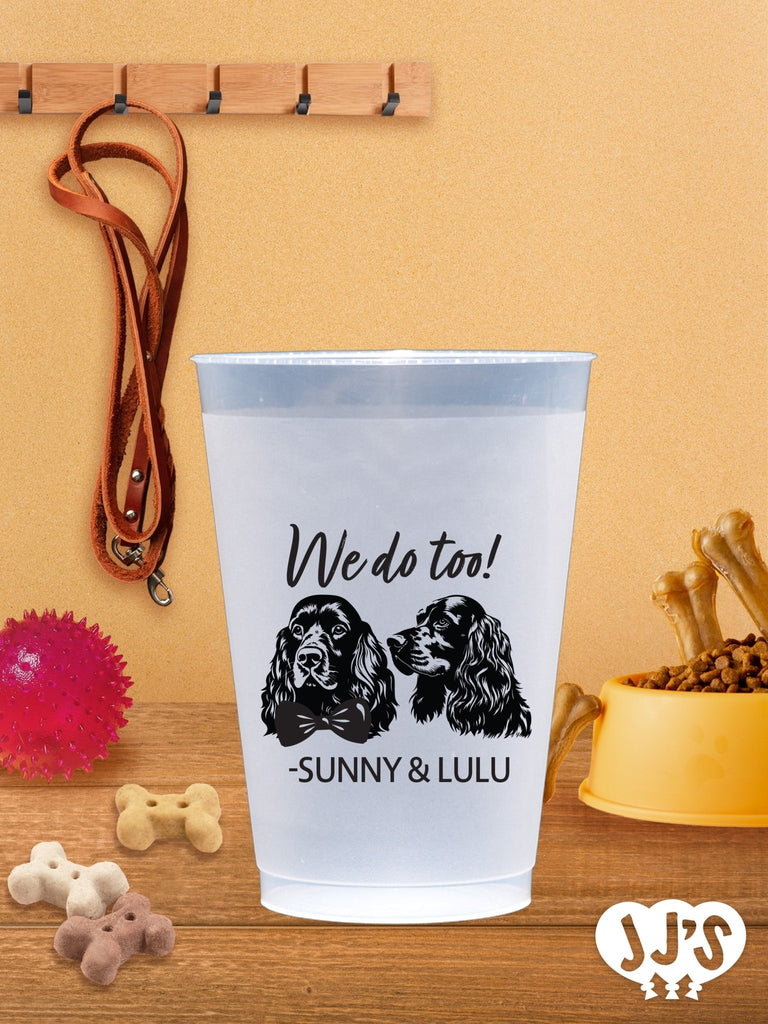 Custom Dog Frosted Wedding Cups: We Do Too Pet Dog Wedding Cups - JJ's Party House: Custom Party Favors, Napkins & Cups