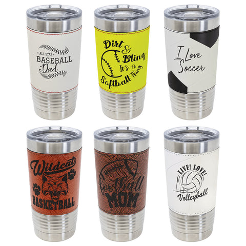 Custom Engraved Soccer Leather Tumbler - JJ's Party House: Custom Party Favors, Napkins & Cups