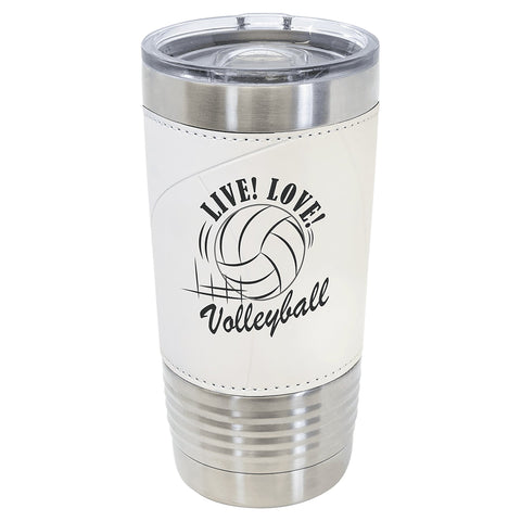 Custom Engraved Volleyball Leather Tumbler - JJ's Party House: Custom Party Favors, Napkins & Cups