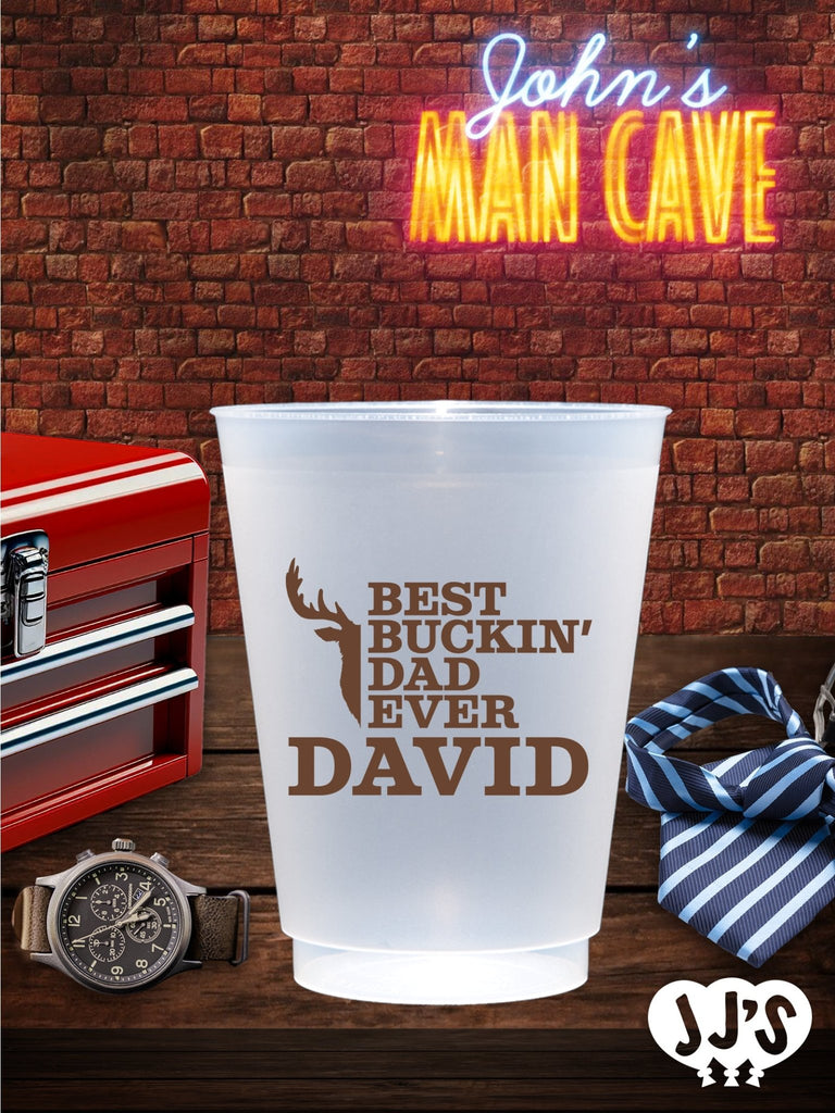 Custom Fathers Day Cups - Best Buckin' Dad Ever Custom Frosted Cups - JJ's Party House: Custom Party Favors, Napkins & Cups