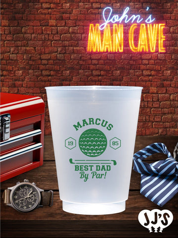Custom Fathers Day Cups - Best Dad By Par Custom Frosted Cups - JJ's Party House: Custom Party Favors, Napkins & Cups