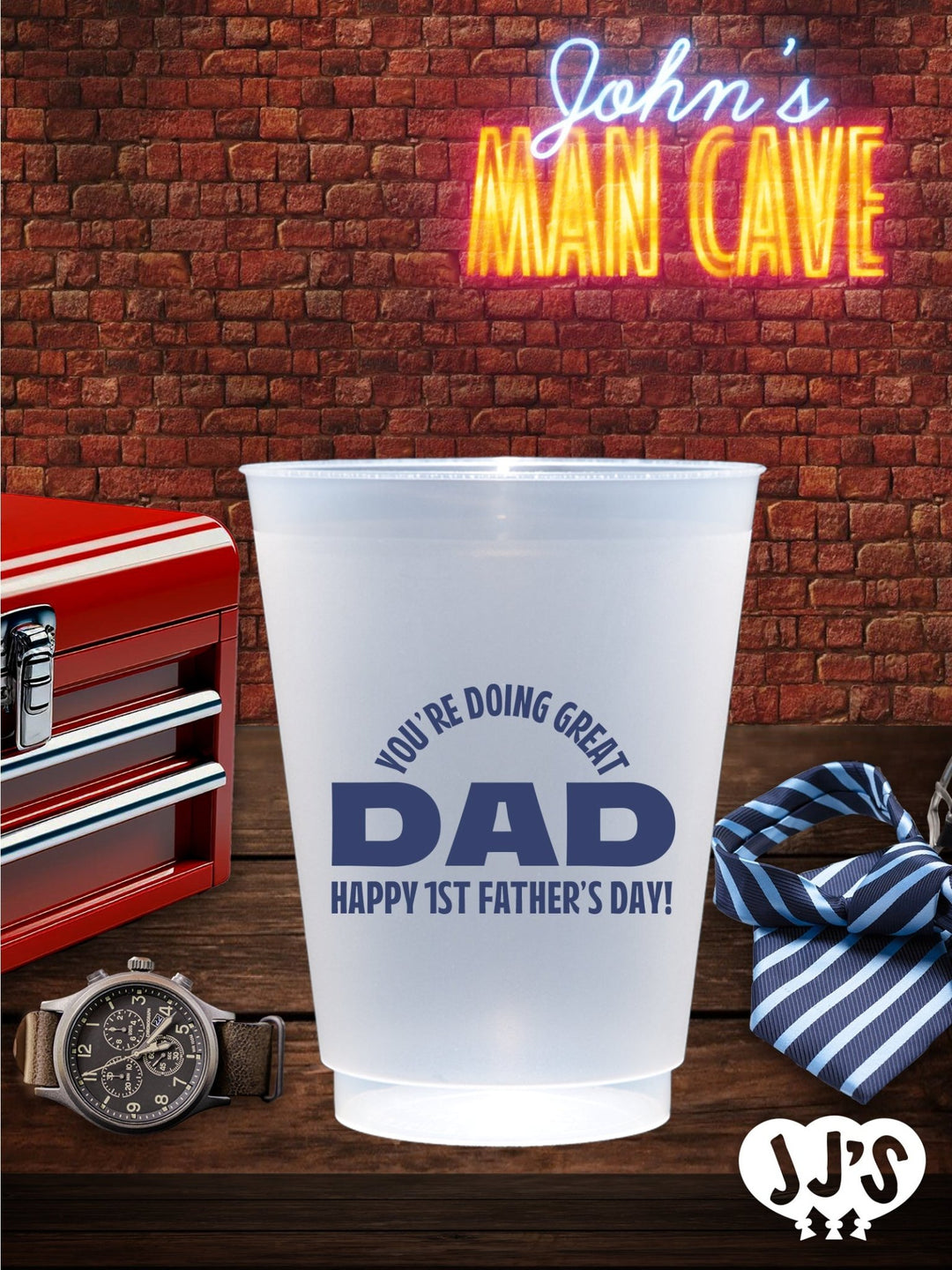 Custom Fathers Day Cups - You're Doing Great 1st Fathers Day Custom Frosted Cups - JJ's Party House: Custom Party Favors, Napkins & Cups