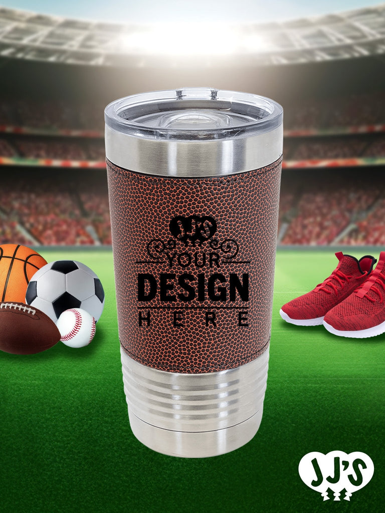 Custom Football Leather Sports 20oz Tumbler - JJ's Party House