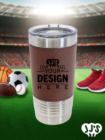 Custom Football Leather Sports 20oz Tumbler - JJ's Party House